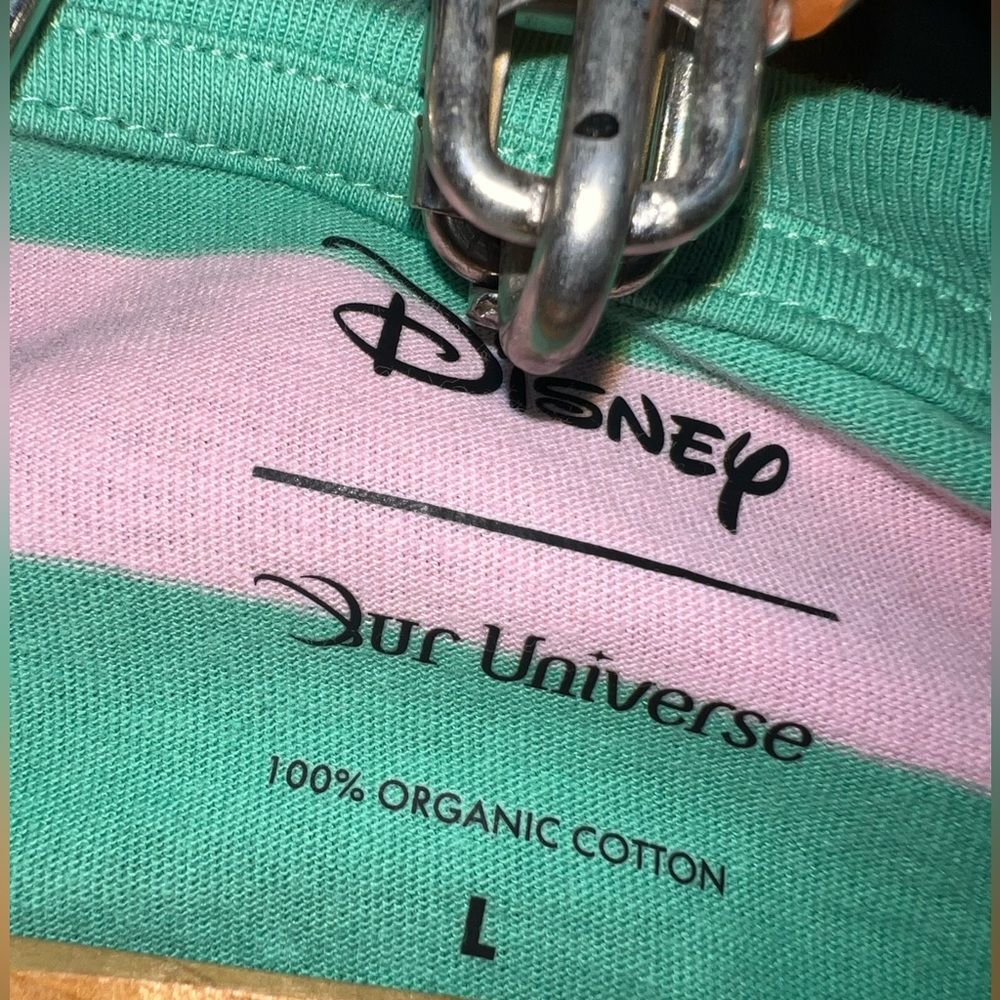 Disney Our Universe Pink Striped Ariel T-Shirt Size Womens Large NWOT org cotton - Picture 5 of 5